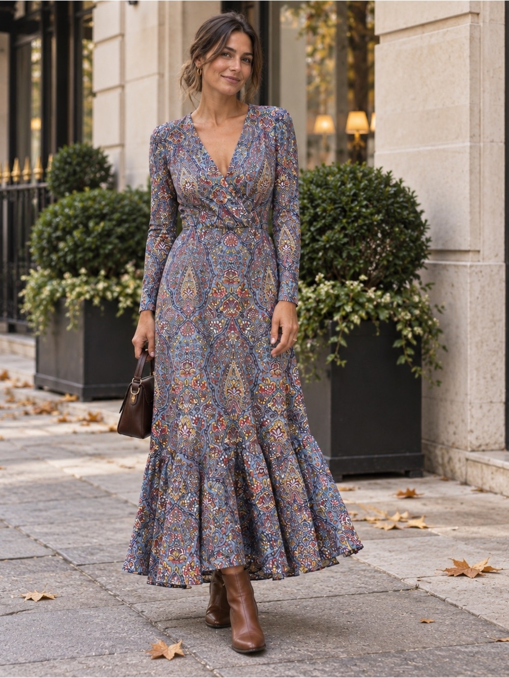 NicoBlu Kaleidoscope Paisley Long Sleeve Maxi Dress Size 2
